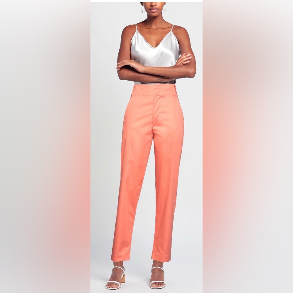 ISABEL MARANT High-Rise Coral Straight-Leg Pants in Soft Cotton Twill: Size 8 US